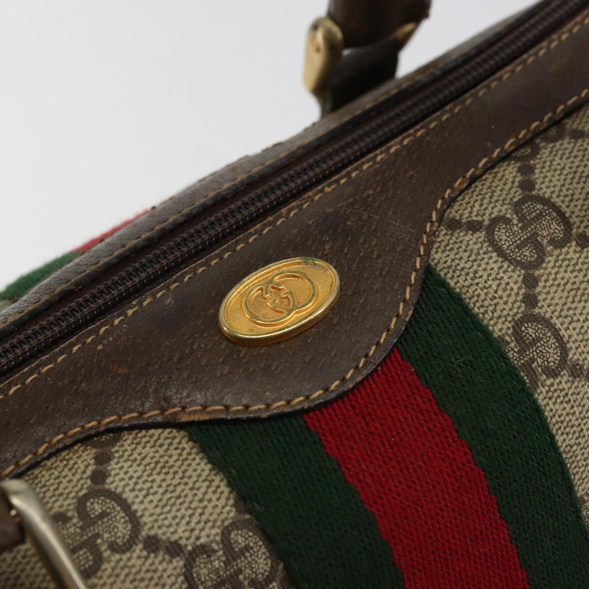 GUCCI GG Supreme Web Sherry Line Hand Bag PVC Beige Gold 010 378 Auth mr2501