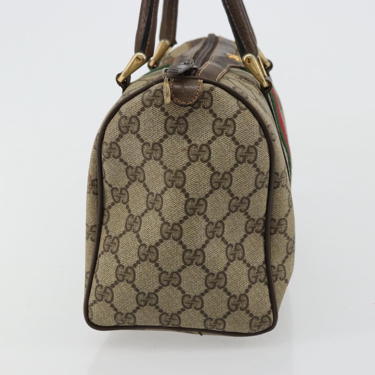 GUCCI GG Supreme Web Sherry Line Hand Bag PVC Beige Gold 010 378 Auth mr2501