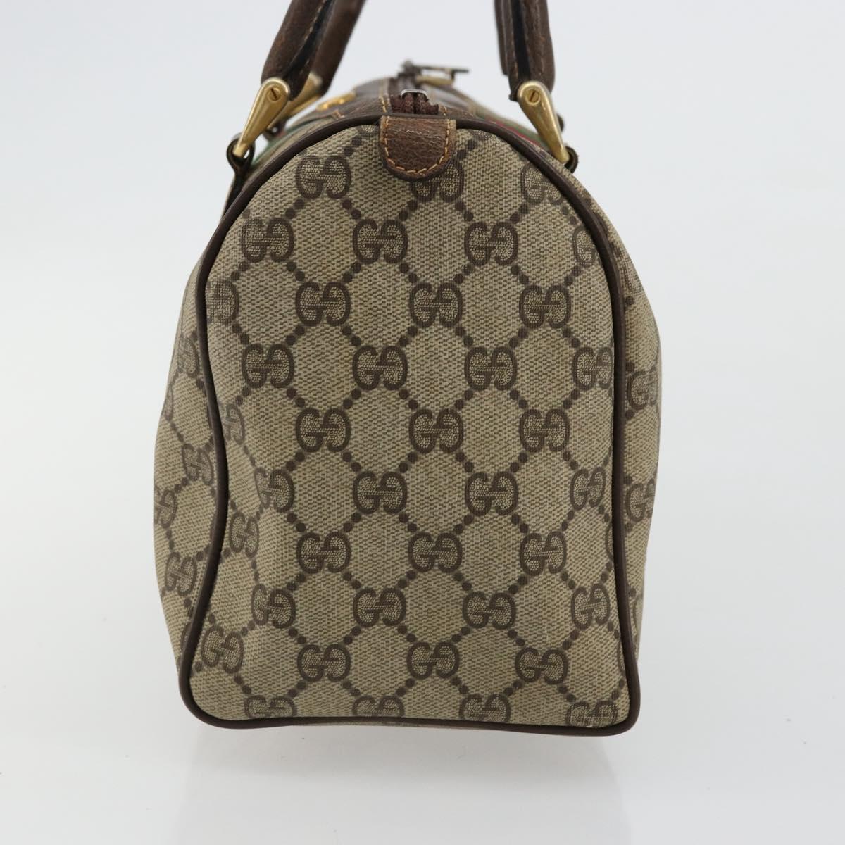 GUCCI GG Supreme Web Sherry Line Hand Bag PVC Beige Gold 010 378 Auth mr2501