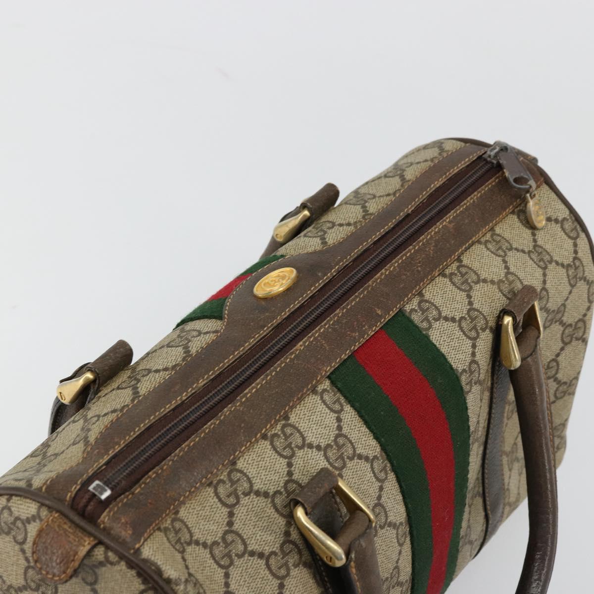 GUCCI GG Supreme Web Sherry Line Hand Bag PVC Beige Gold 010 378 Auth mr2501