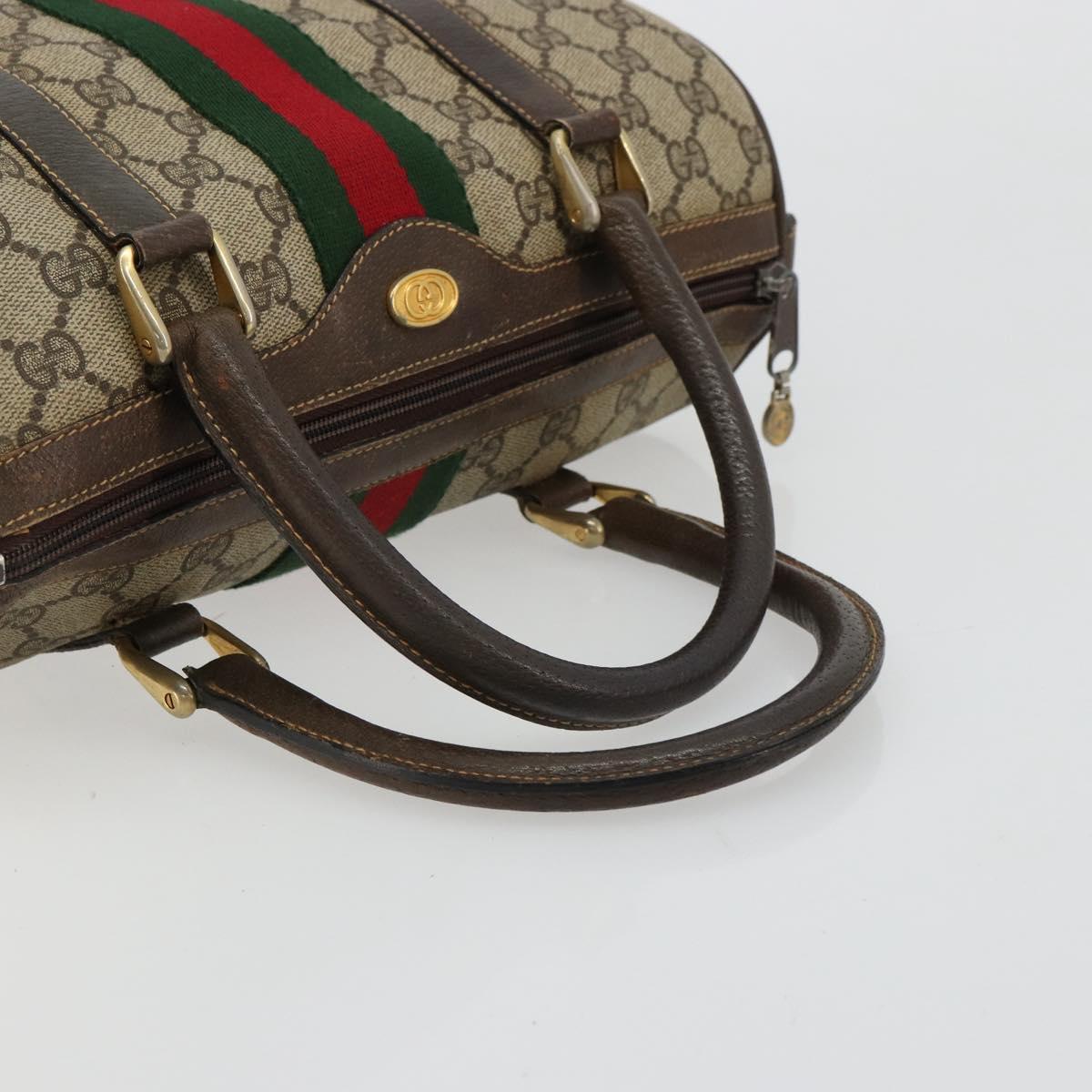 GUCCI GG Supreme Web Sherry Line Hand Bag PVC Beige Gold 010 378 Auth mr2501
