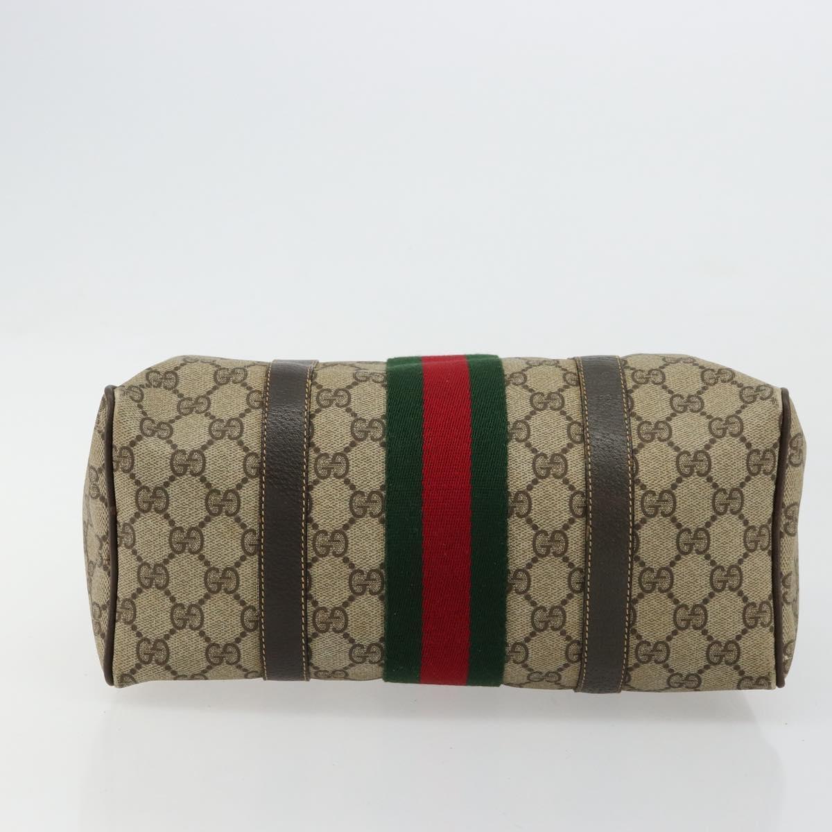 GUCCI GG Supreme Web Sherry Line Hand Bag PVC Beige Gold 010 378 Auth mr2501