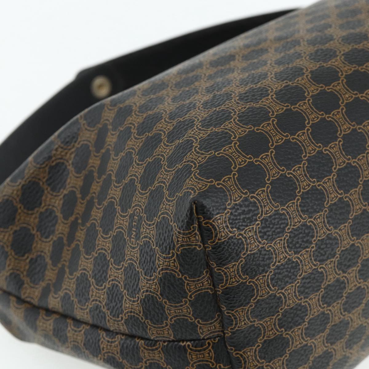 CELINE Macadam Canvas Hand Bag PVC Leather Black Gold Auth mr2503A