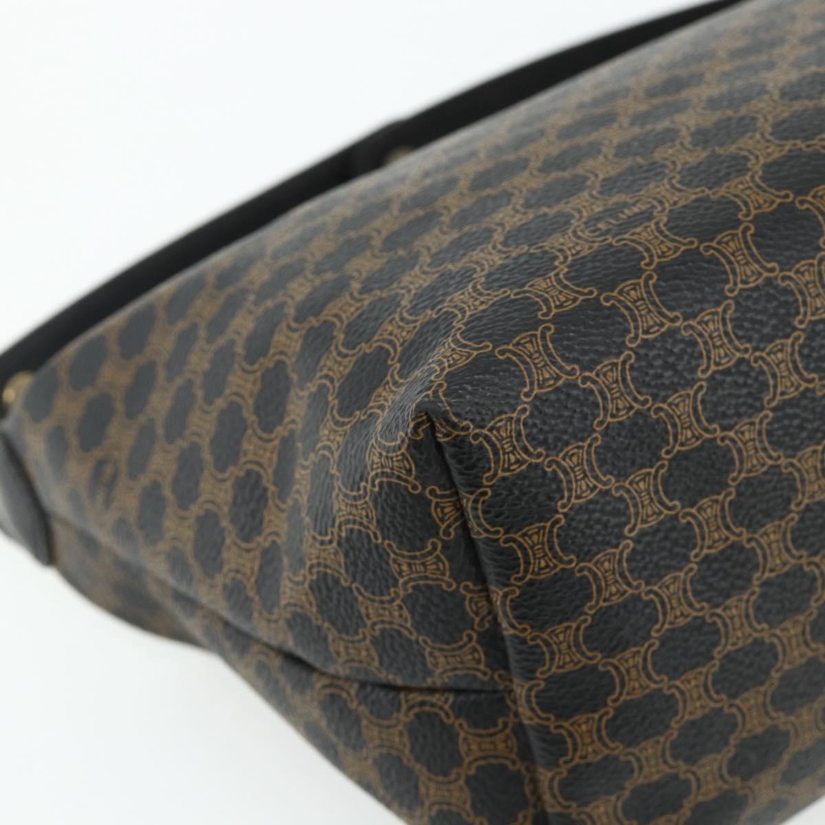 CELINE Macadam Canvas Hand Bag PVC Leather Black Gold Auth mr2503A