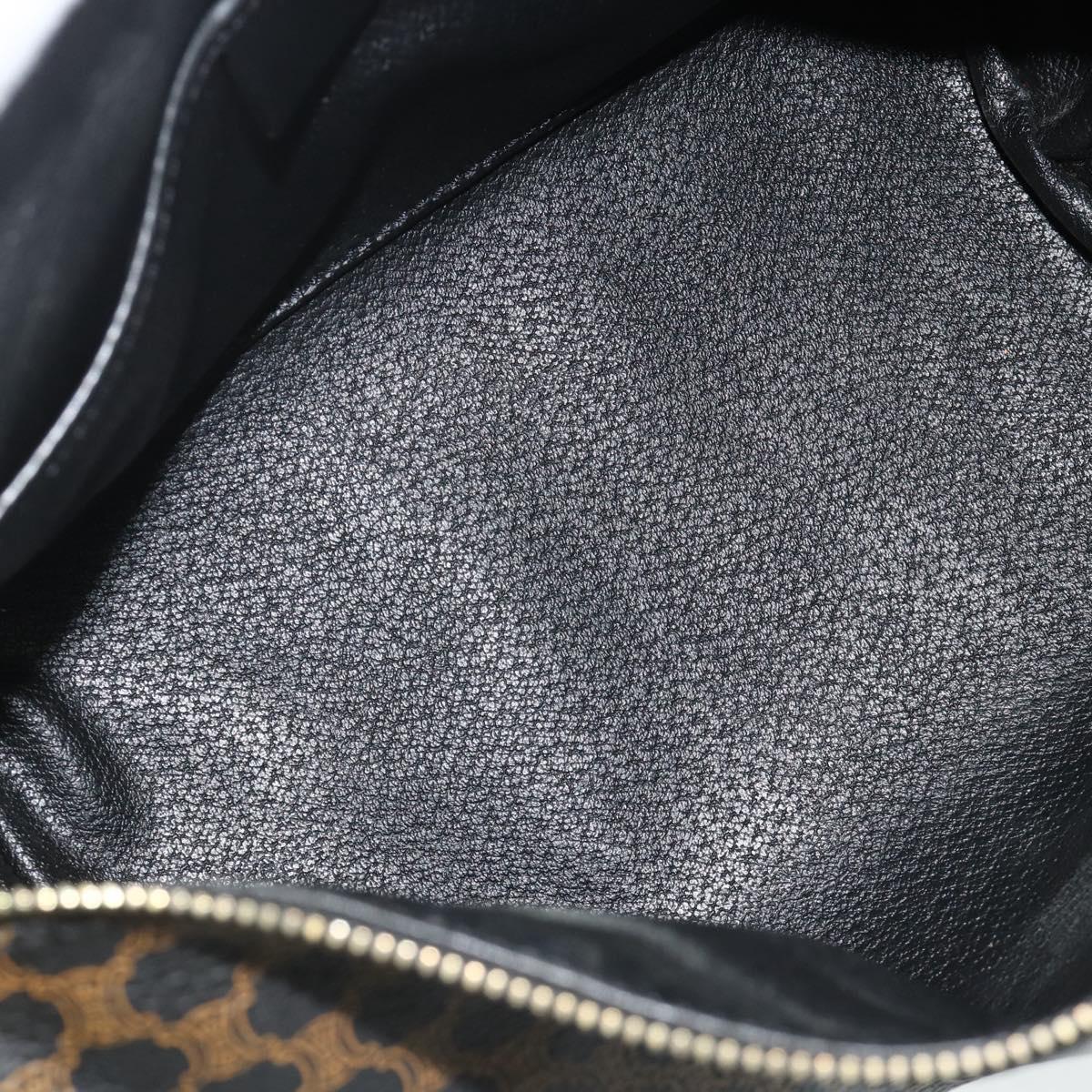 CELINE Macadam Canvas Hand Bag PVC Leather Black Gold Auth mr2503A