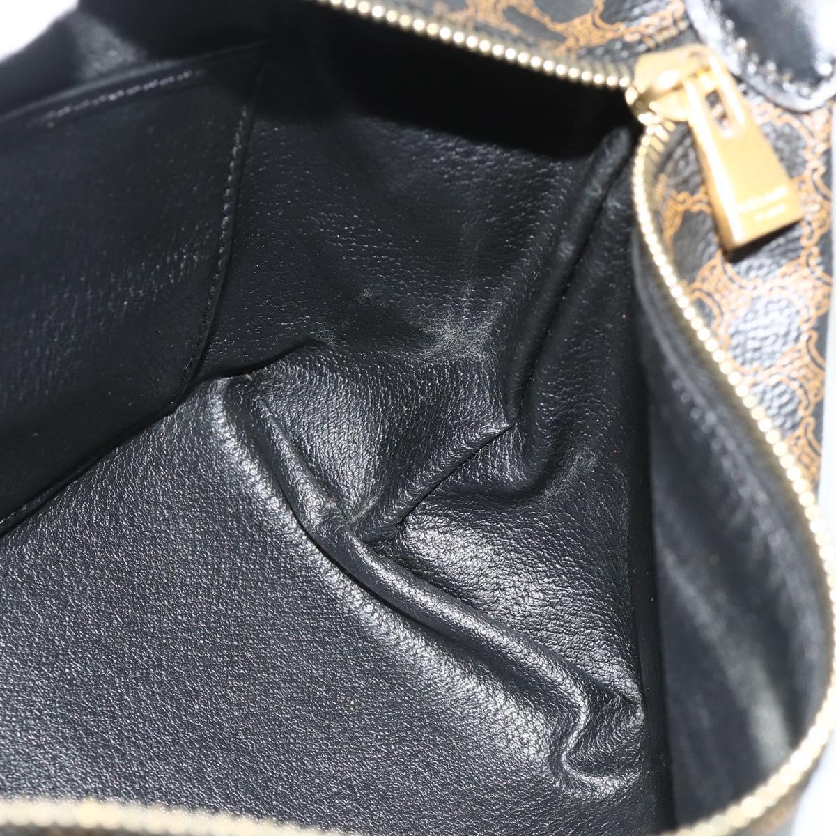 CELINE Macadam Canvas Hand Bag PVC Leather Black Gold Auth mr2503A