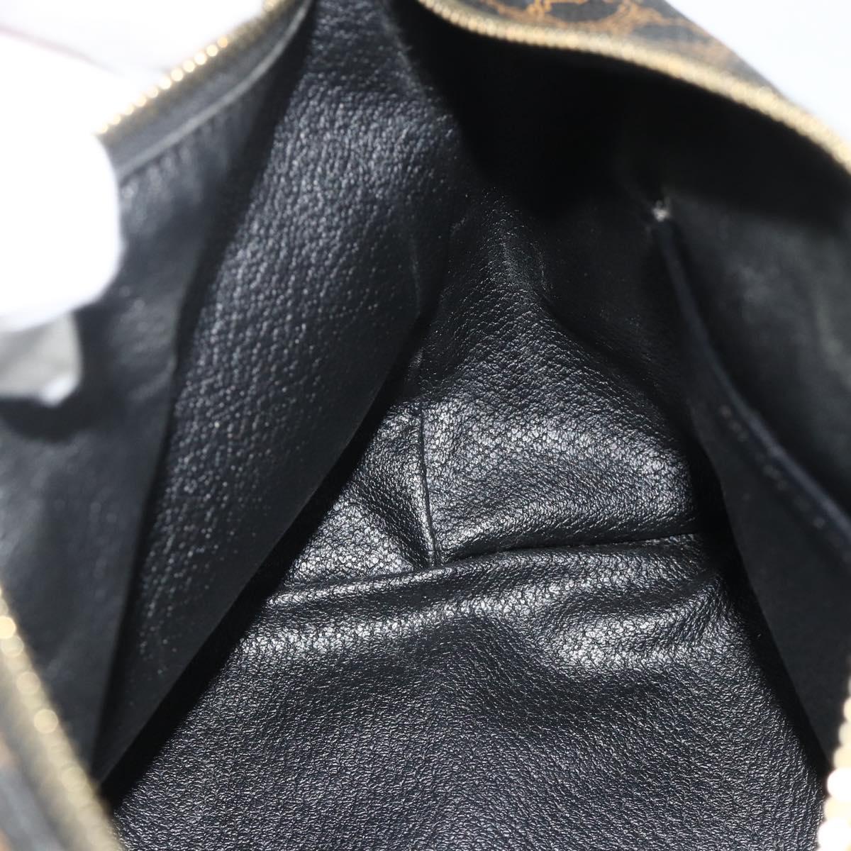 CELINE Macadam Canvas Hand Bag PVC Leather Black Gold Auth mr2503A