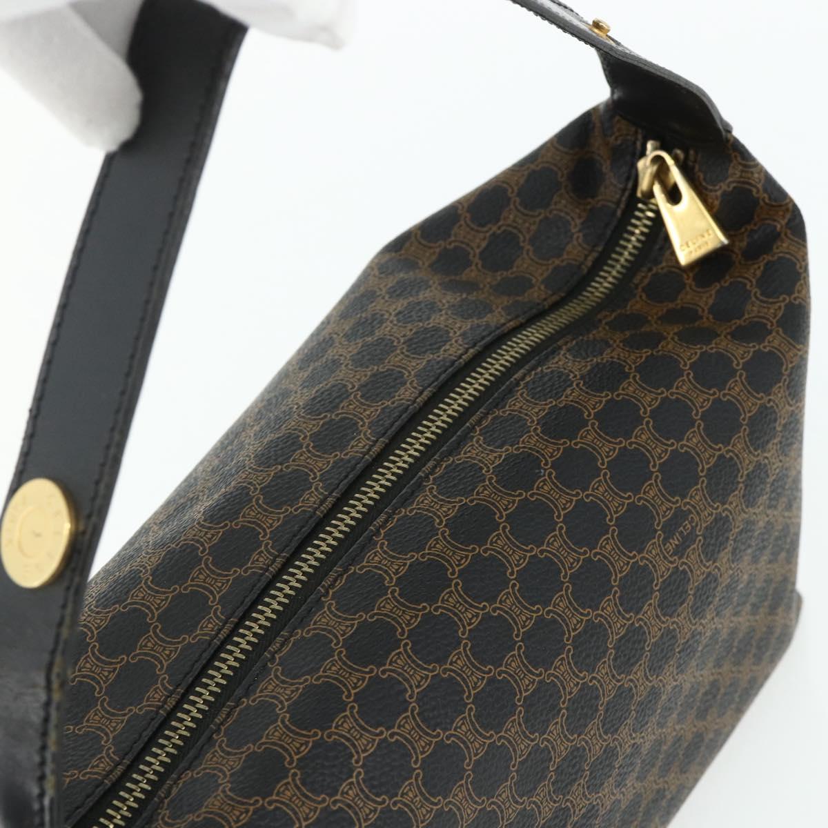 CELINE Macadam Canvas Hand Bag PVC Leather Black Gold Auth mr2503A