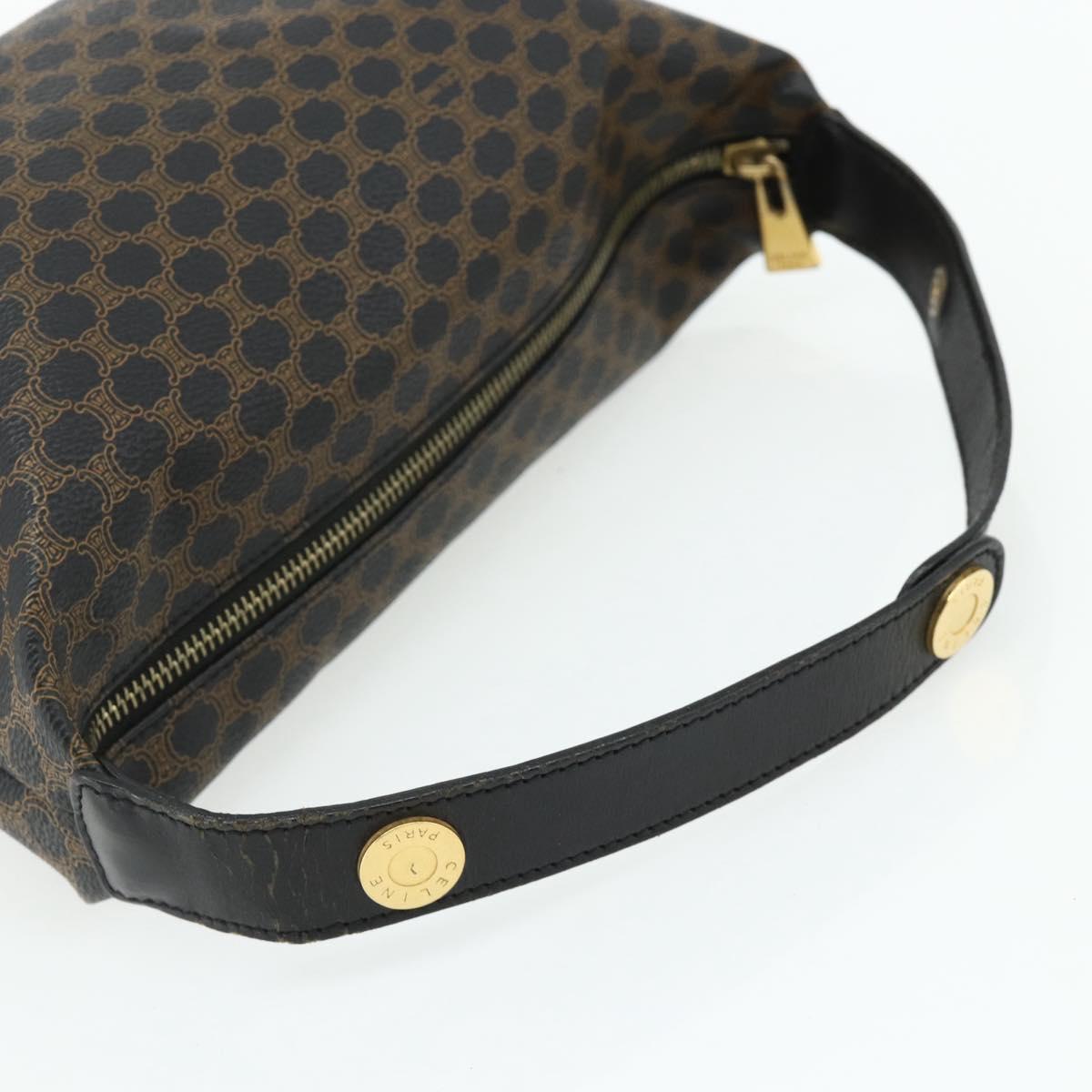 CELINE Macadam Canvas Hand Bag PVC Leather Black Gold Auth mr2503A