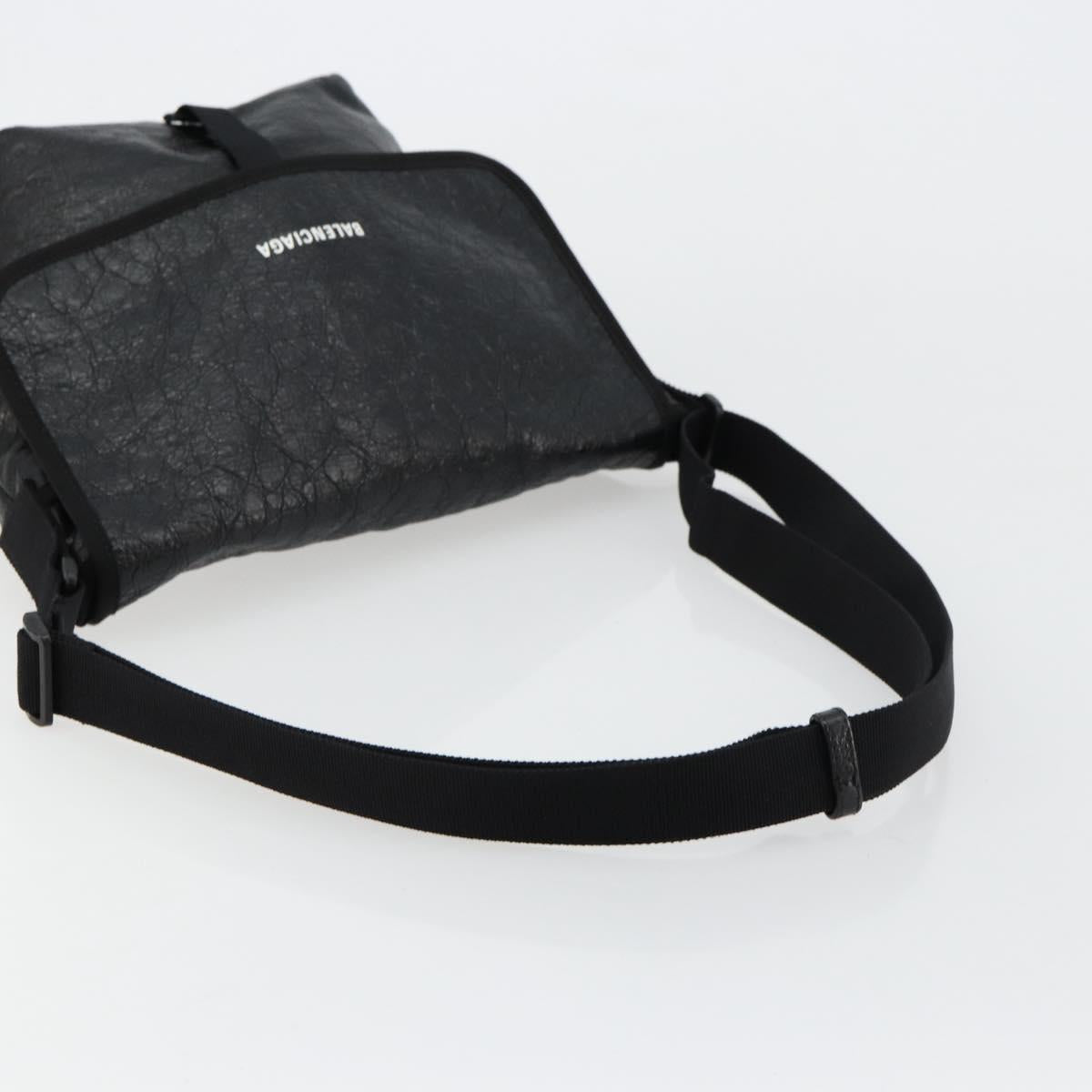 BALENCIAGA Explorer Shoulder Bag Leather Black 620259 Auth mr2509A