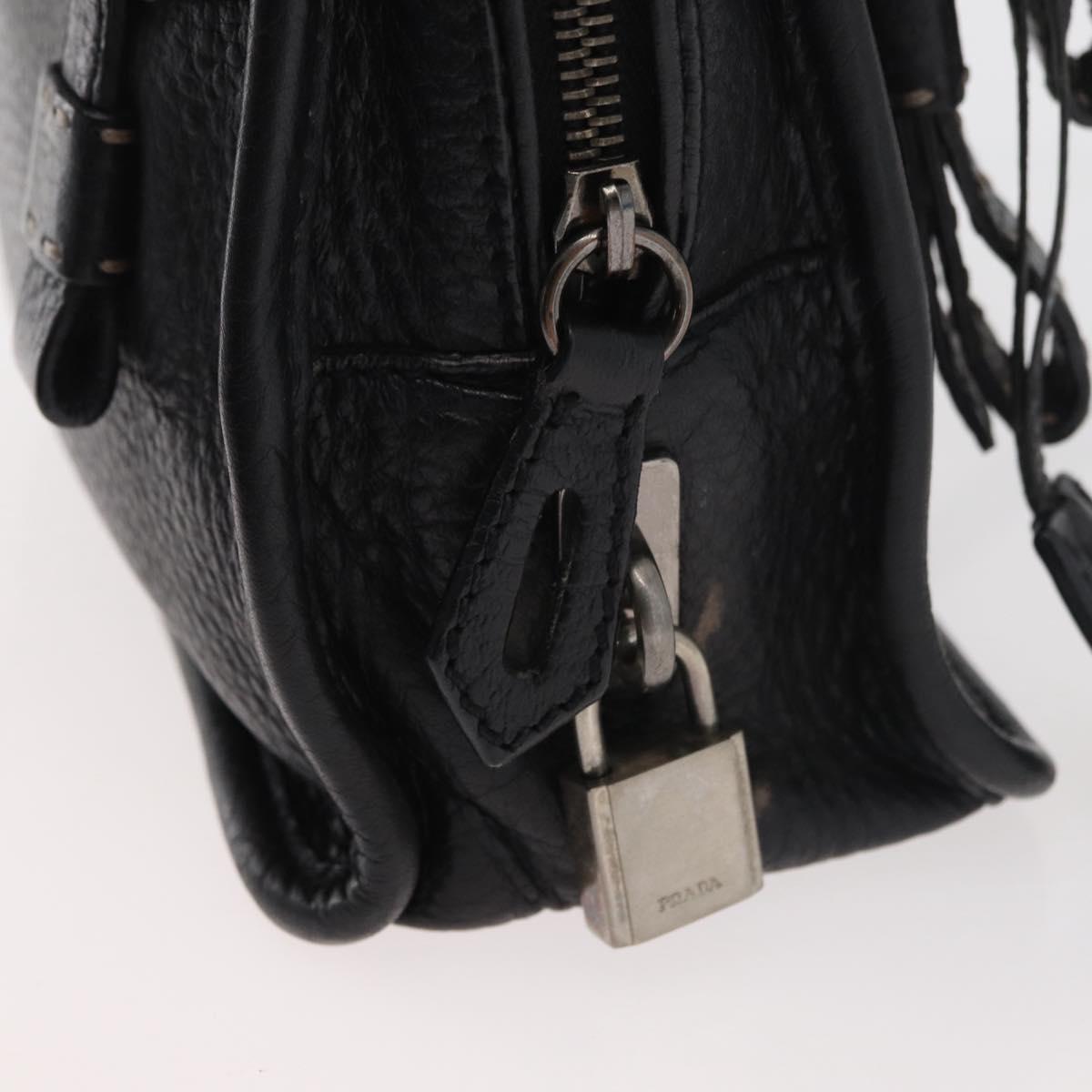PRADA Vienna Fifty Hand Bag Leather Black Silver BR1932 Auth mr2512A