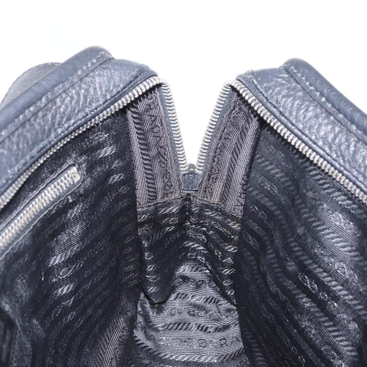 PRADA Vienna Fifty Hand Bag Leather Black Silver BR1932 Auth mr2512A