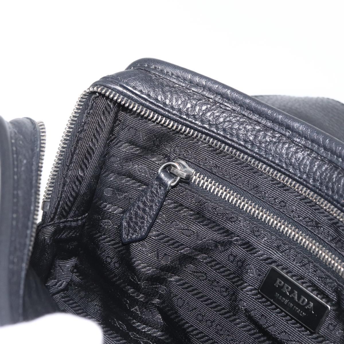 PRADA Vienna Fifty Hand Bag Leather Black Silver BR1932 Auth mr2512A