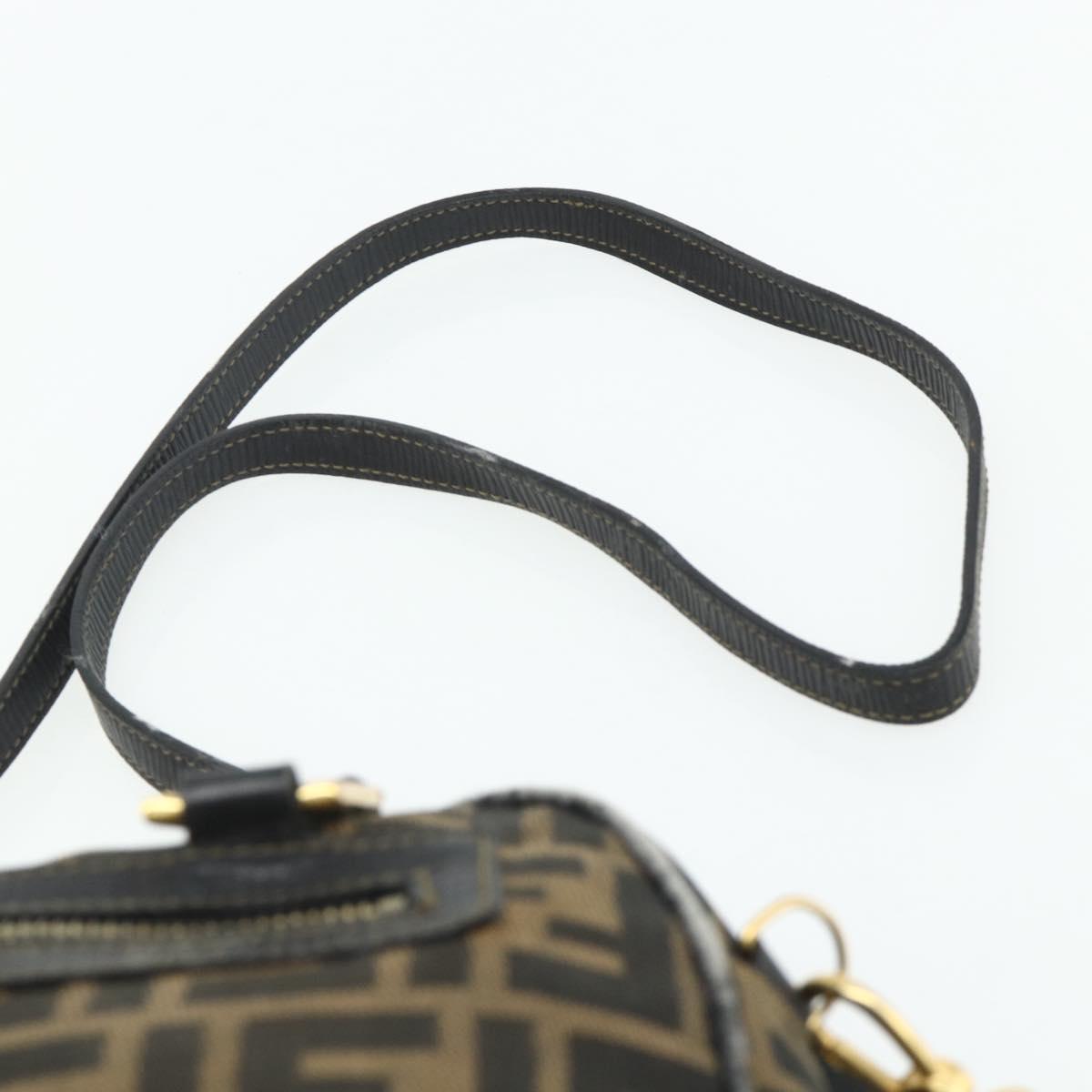 FENDI Zucca Canvas Hand Bag 2way Black Brown Auth mr2513