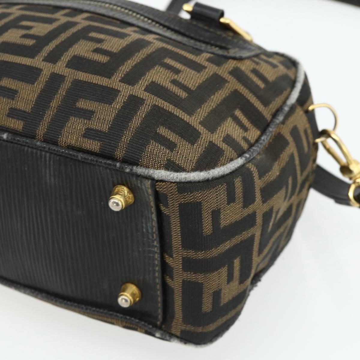 FENDI Zucca Canvas Hand Bag 2way Black Brown Auth mr2513