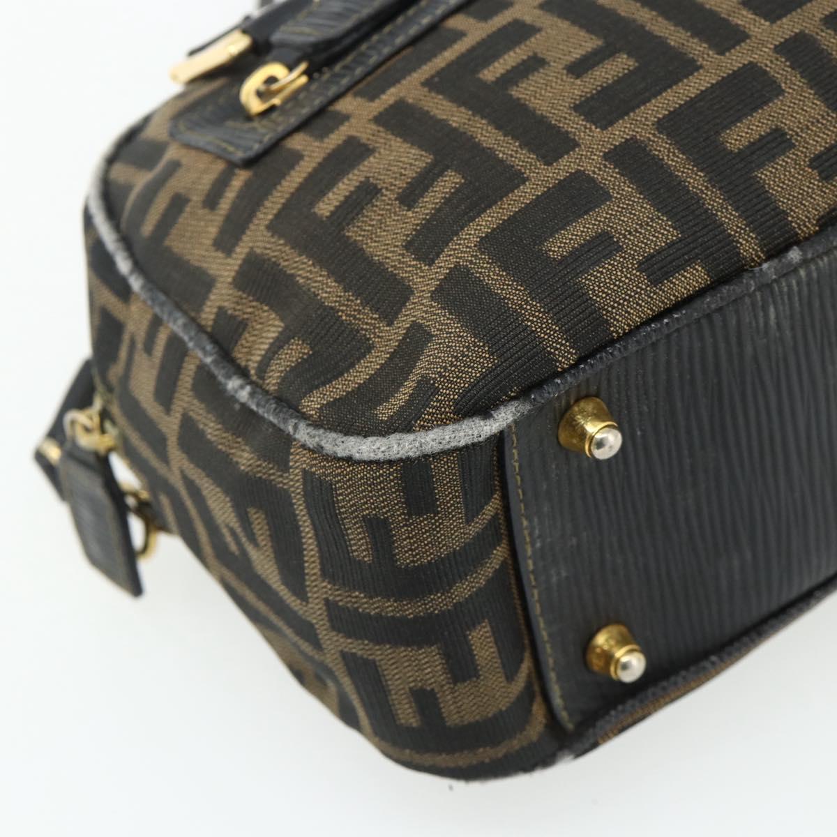 FENDI Zucca Canvas Hand Bag 2way Black Brown Auth mr2513