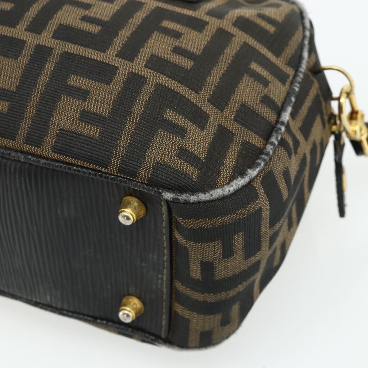 FENDI Zucca Canvas Hand Bag 2way Black Brown Auth mr2513