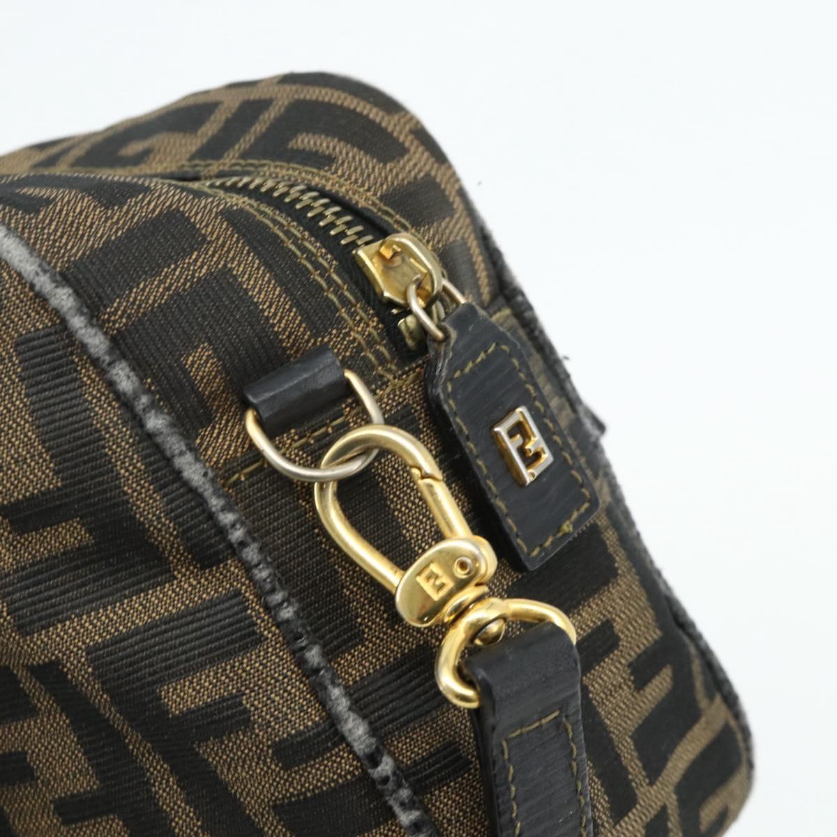 FENDI Zucca Canvas Hand Bag 2way Black Brown Auth mr2513
