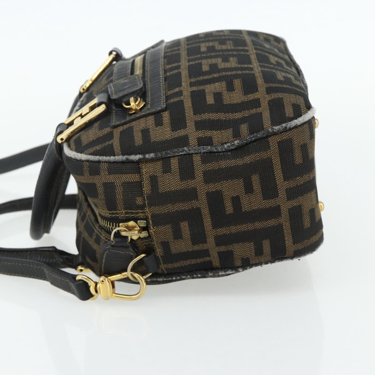 FENDI Zucca Canvas Hand Bag 2way Black Brown Auth mr2513
