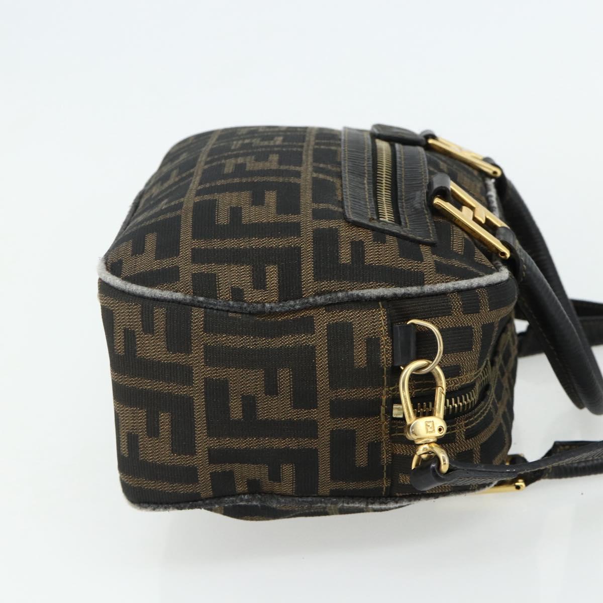 FENDI Zucca Canvas Hand Bag 2way Black Brown Auth mr2513