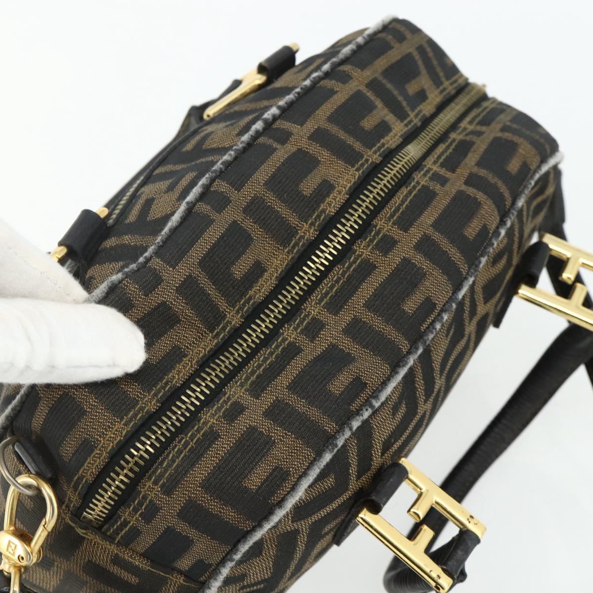 FENDI Zucca Canvas Hand Bag 2way Black Brown Auth mr2513