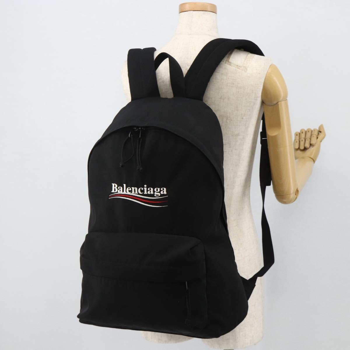 BALENCIAGA Explorer Backpack Canvas Black Silver Auth mr2518A