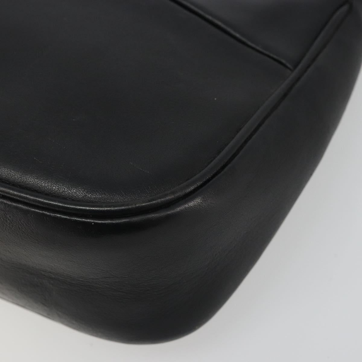GUCCI Bamboo Shoulder Bag Leather Black Silver 001 3865 Auth mr2519V