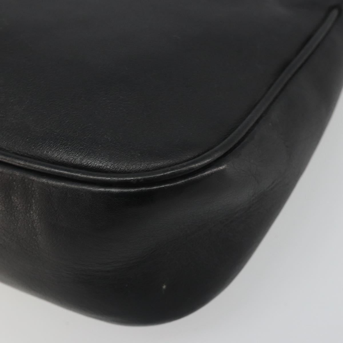 GUCCI Bamboo Shoulder Bag Leather Black Silver 001 3865 Auth mr2519V