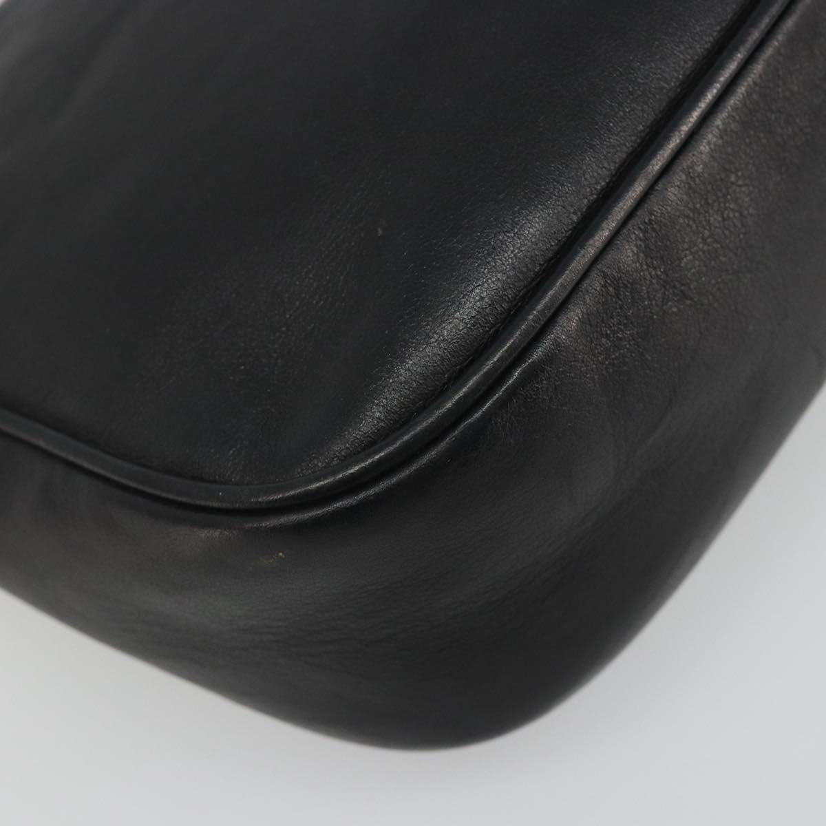 GUCCI Bamboo Shoulder Bag Leather Black Silver 001 3865 Auth mr2519V