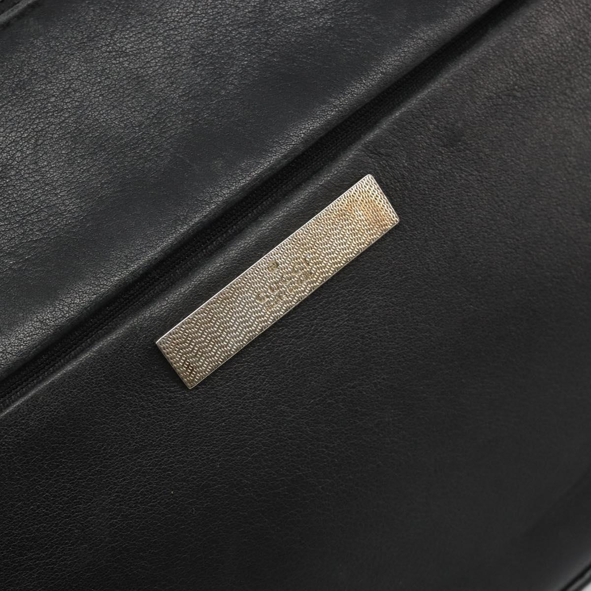 GUCCI Bamboo Shoulder Bag Leather Black Silver 001 3865 Auth mr2519V