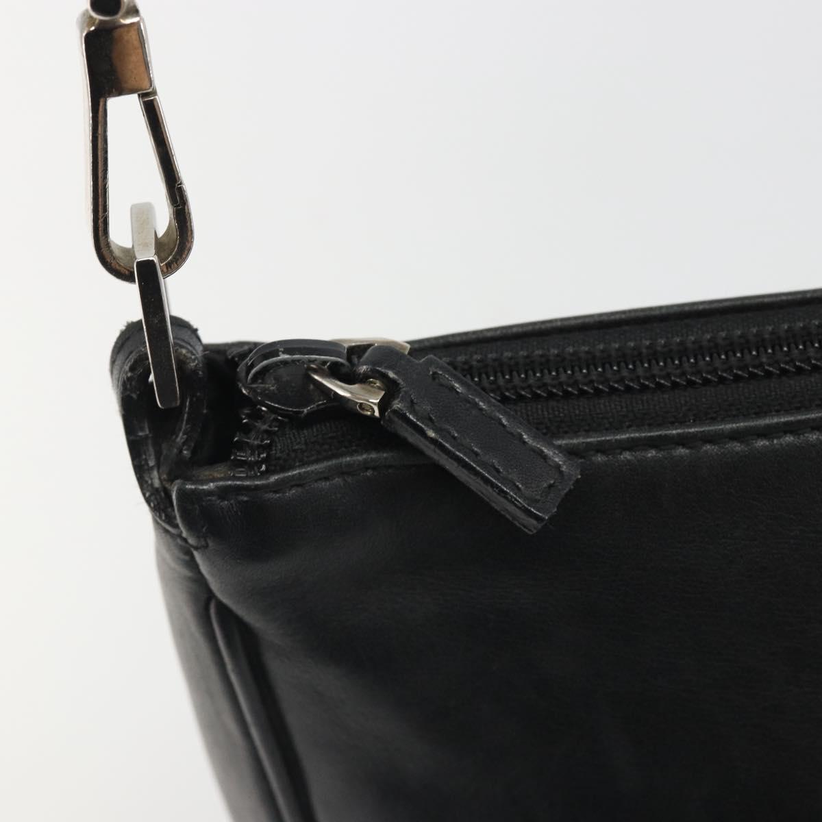GUCCI Bamboo Shoulder Bag Leather Black Silver 001 3865 Auth mr2519V