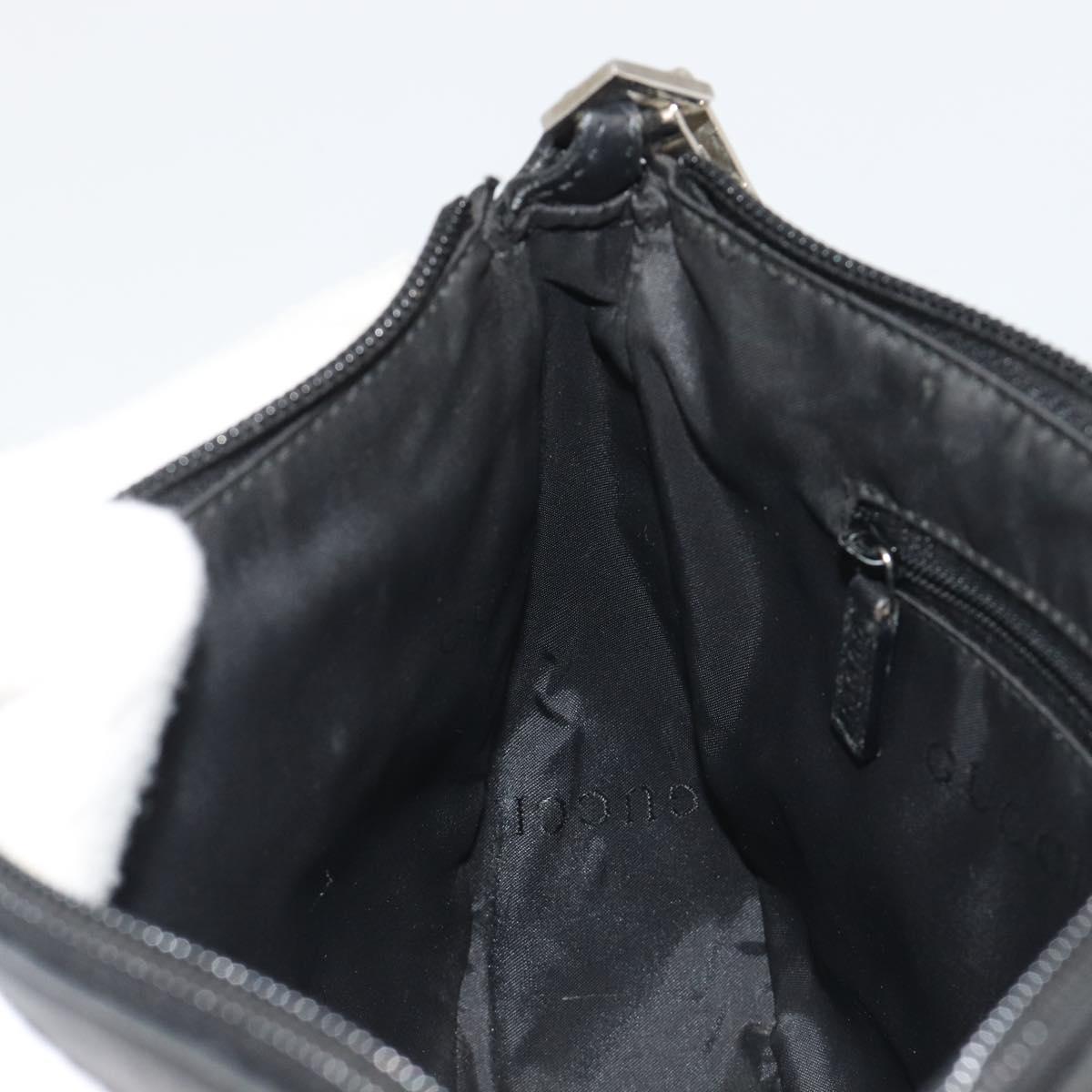 GUCCI Bamboo Shoulder Bag Leather Black Silver 001 3865 Auth mr2519V