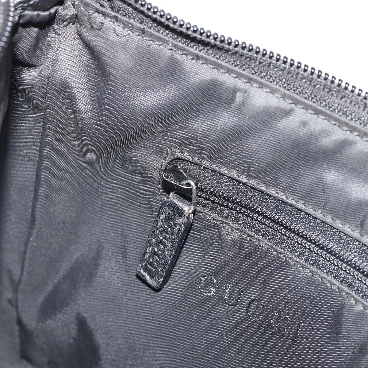 GUCCI Bamboo Shoulder Bag Leather Black Silver 001 3865 Auth mr2519V