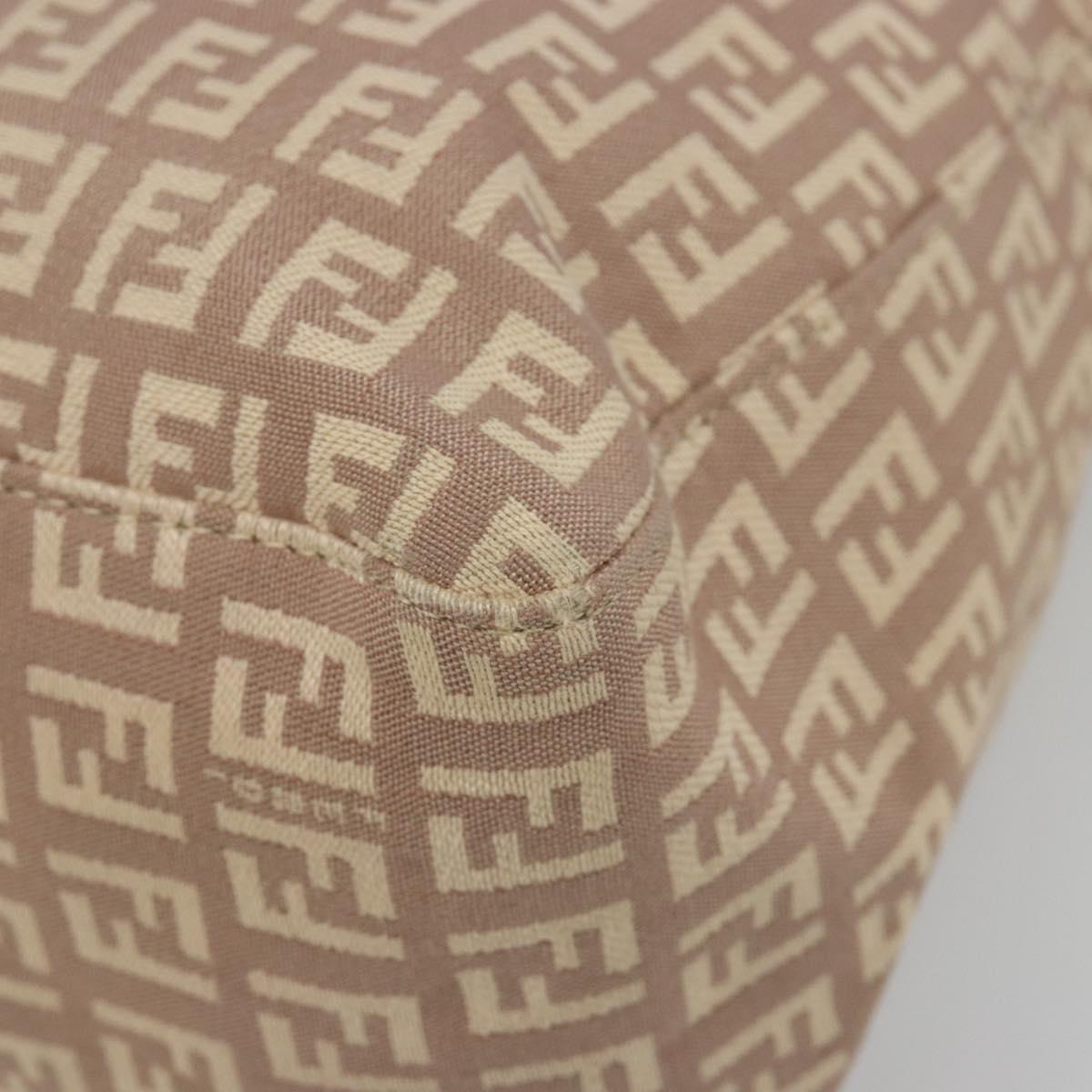 FENDI Zucchino Canvas Tote Bag Beige Gold Auth mr2521A