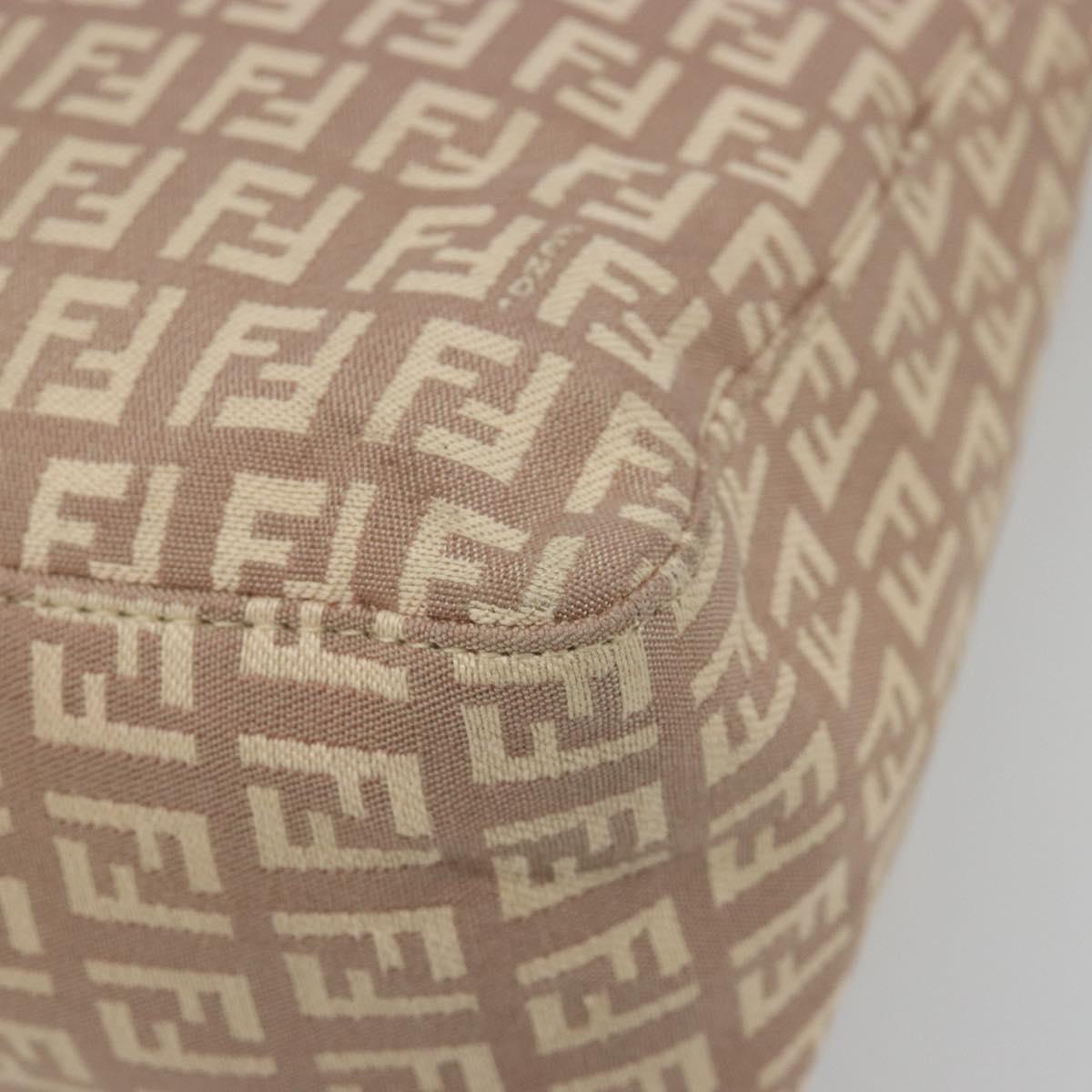FENDI Zucchino Canvas Tote Bag Beige Gold Auth mr2521A