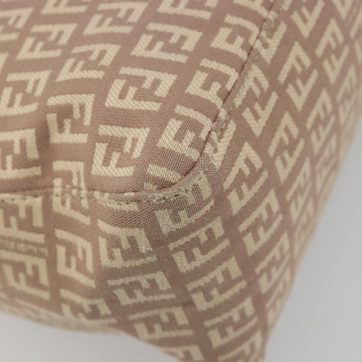 FENDI Zucchino Canvas Tote Bag Beige Gold Auth mr2521A