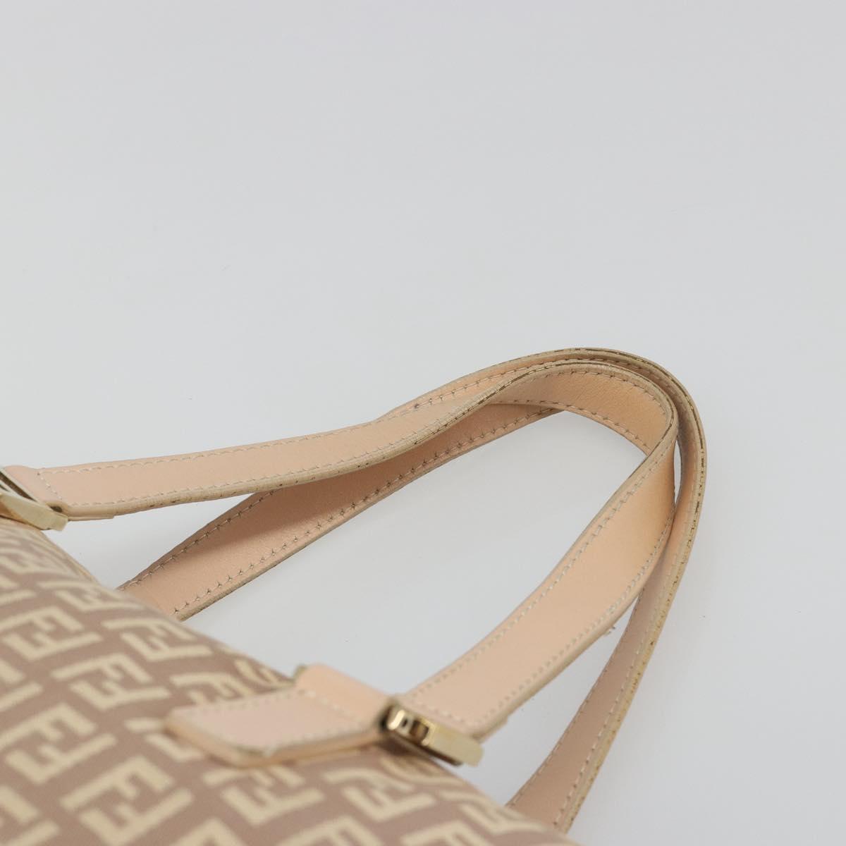 FENDI Zucchino Canvas Tote Bag Beige Gold Auth mr2521A