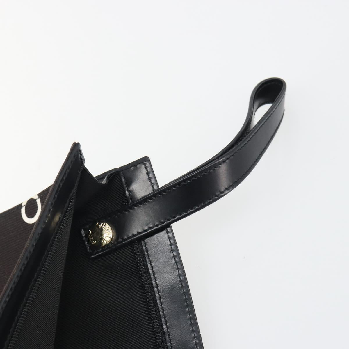 CHANEL Clutch Bag Canvas Black Gold CC Auth mr2523A