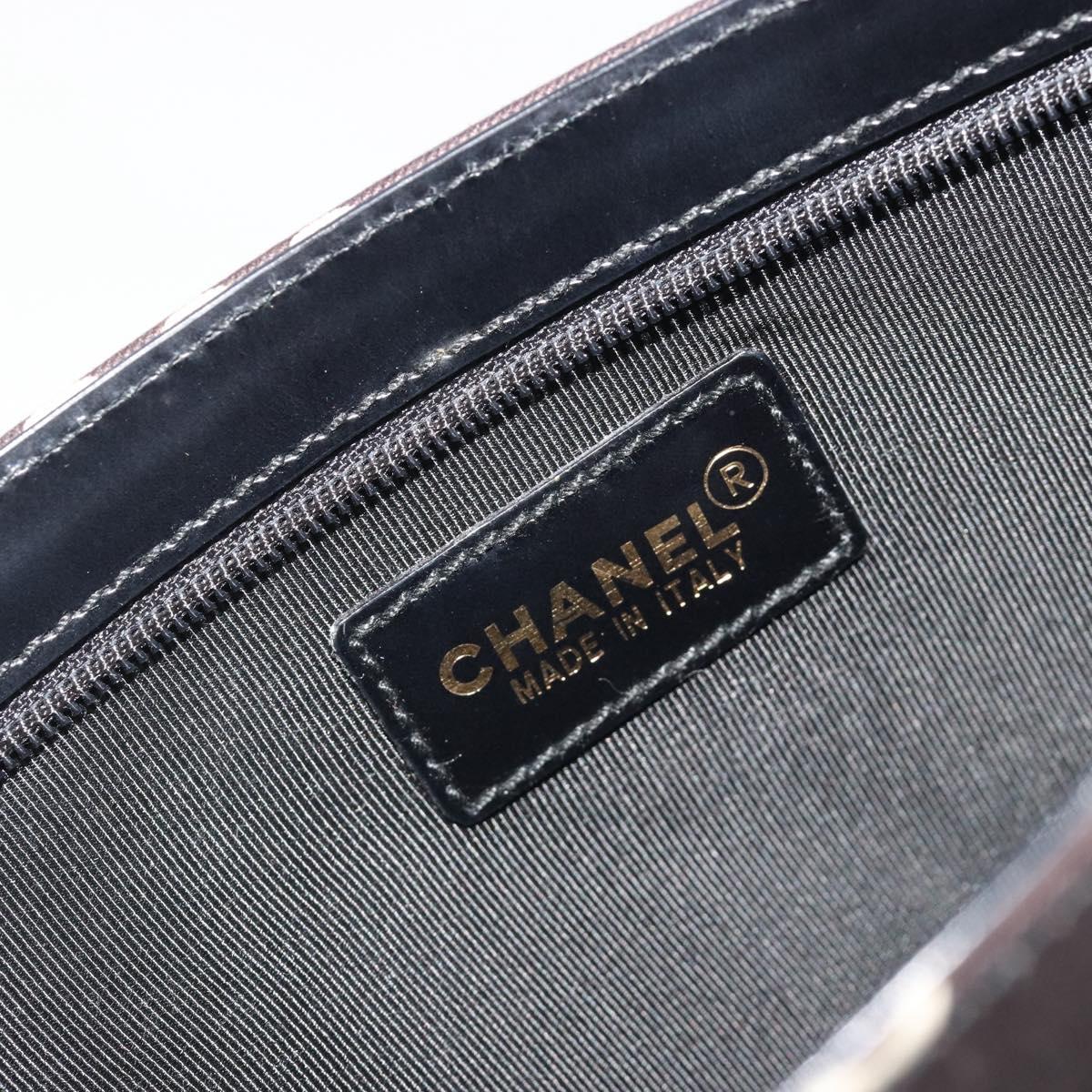CHANEL Clutch Bag Canvas Black Gold CC Auth mr2523A