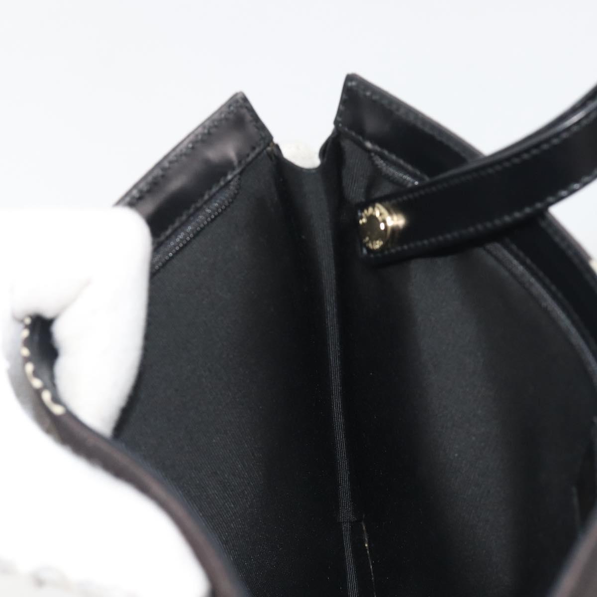 CHANEL Clutch Bag Canvas Black Gold CC Auth mr2523A