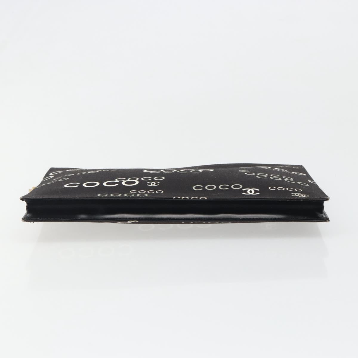 CHANEL Clutch Bag Canvas Black Gold CC Auth mr2523A