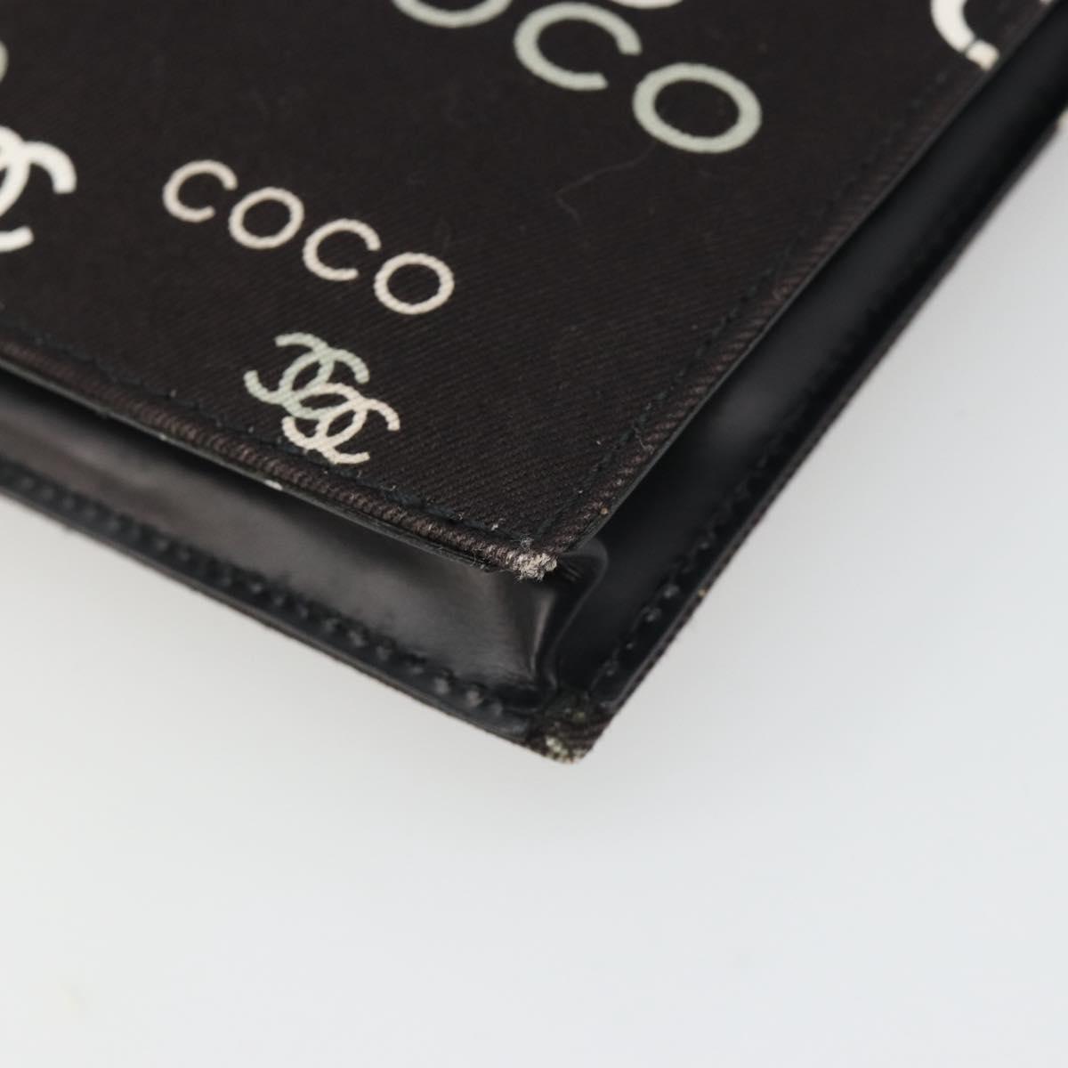 CHANEL Clutch Bag Canvas Black Gold CC Auth mr2523A