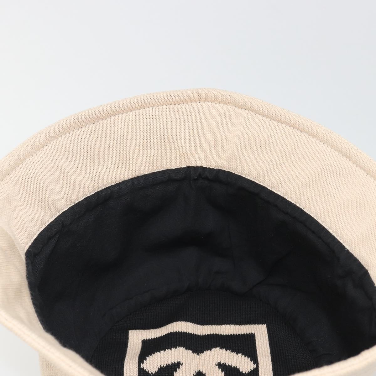 CHANEL Hat Canvas S Beige CC Auth mr2524A