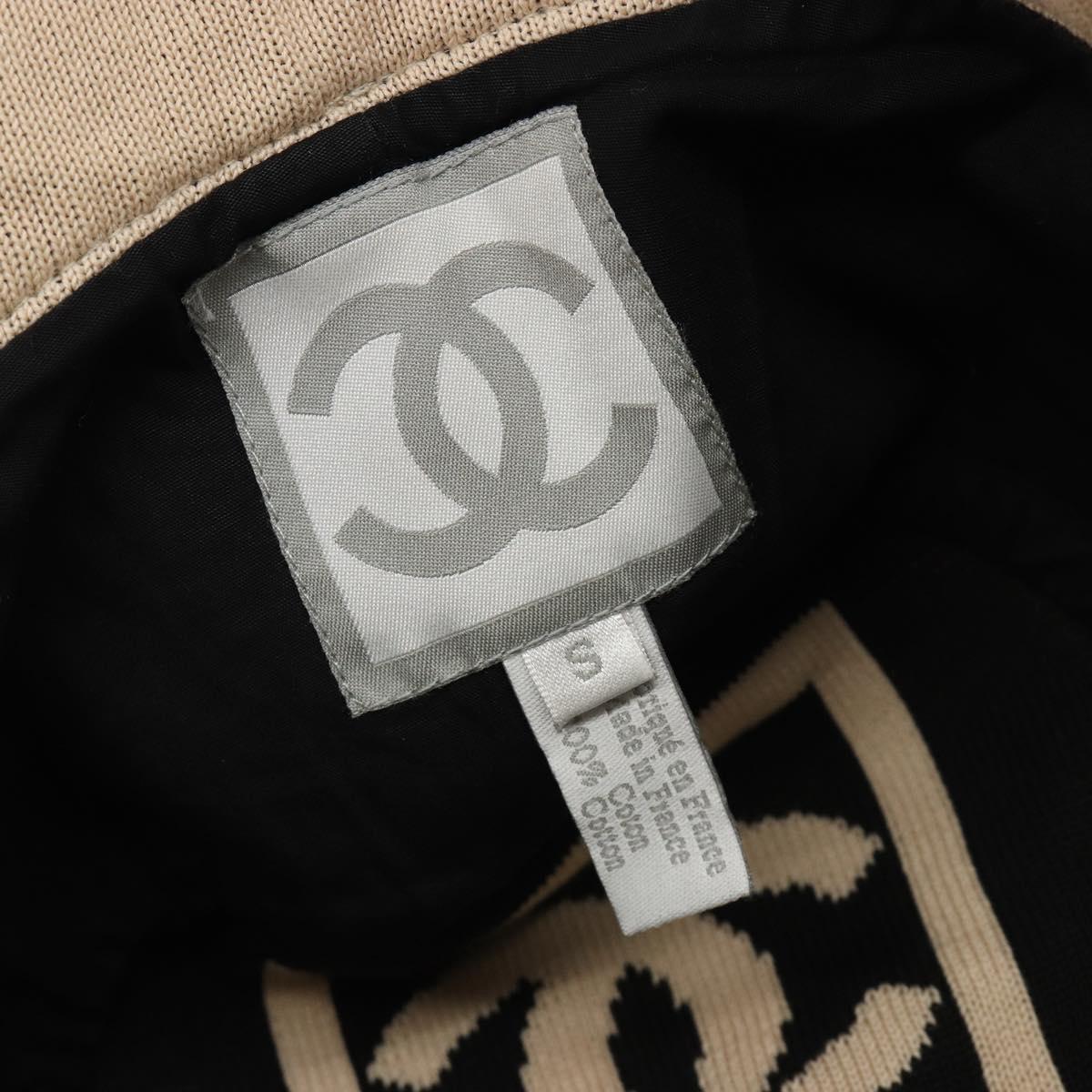 CHANEL Hat Canvas S Beige CC Auth mr2524A