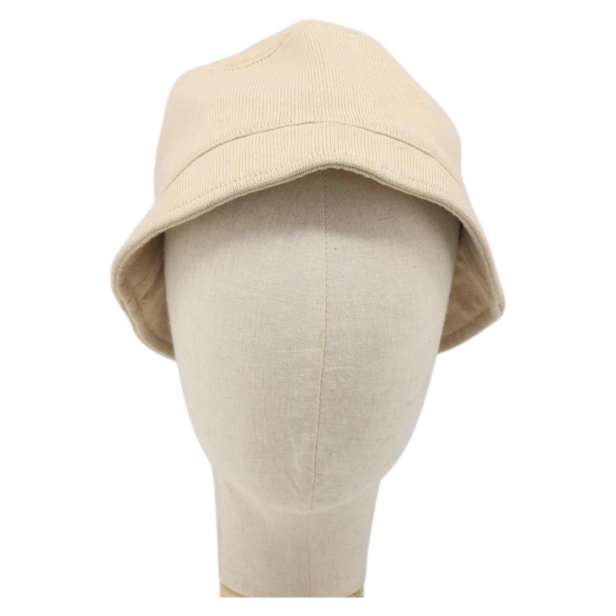 CHANEL Hat Canvas S Beige CC Auth mr2524A