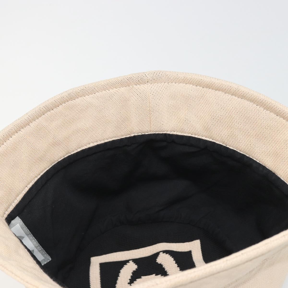 CHANEL Hat Canvas S Beige CC Auth mr2524A
