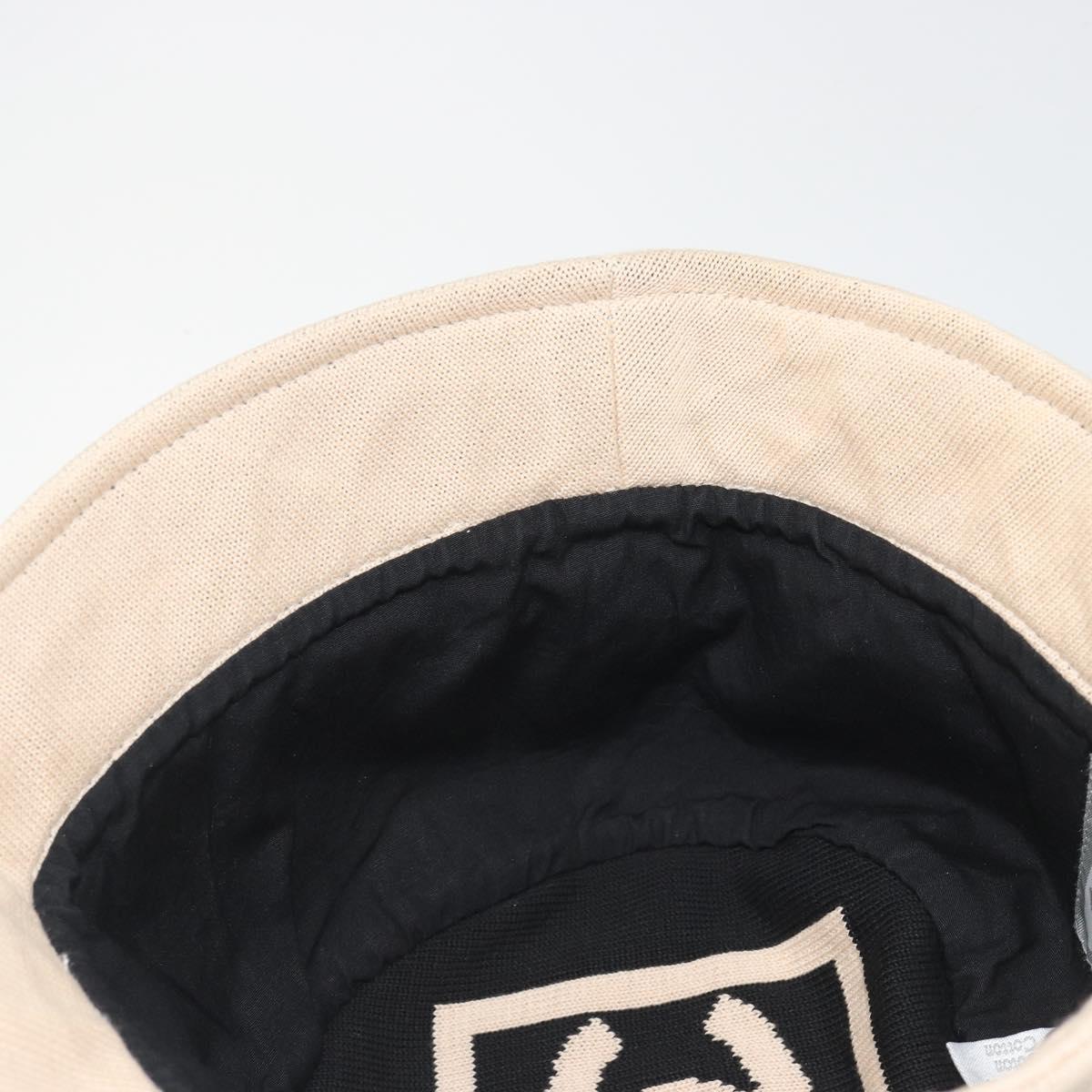 CHANEL Hat Canvas S Beige CC Auth mr2524A
