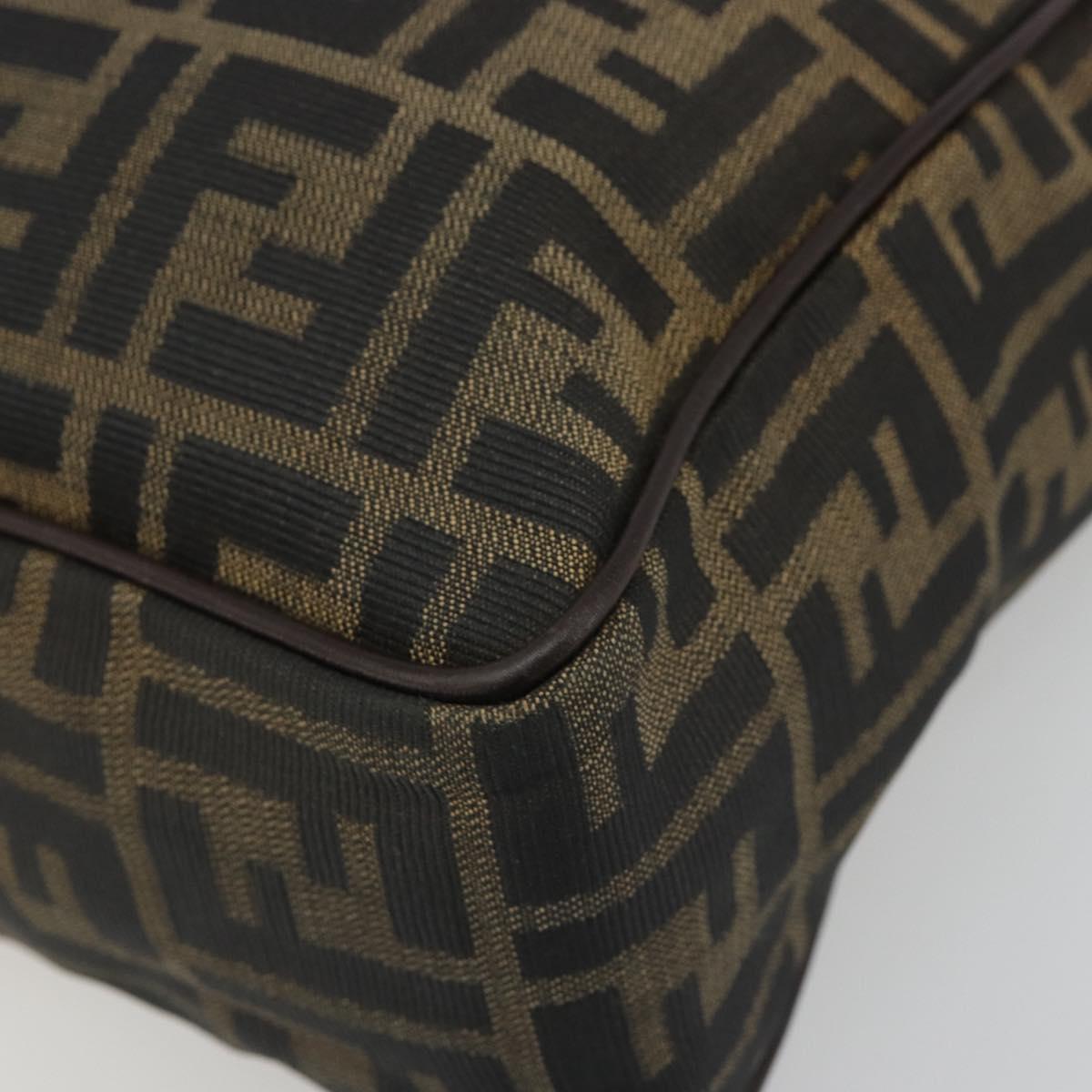 FENDI Zucca Canvas Hand Bag Black Brown Auth mr2526A