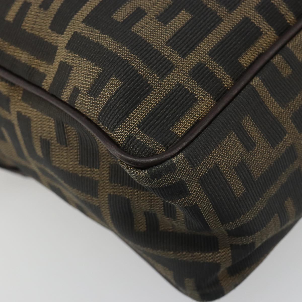 FENDI Zucca Canvas Hand Bag Black Brown Auth mr2526A