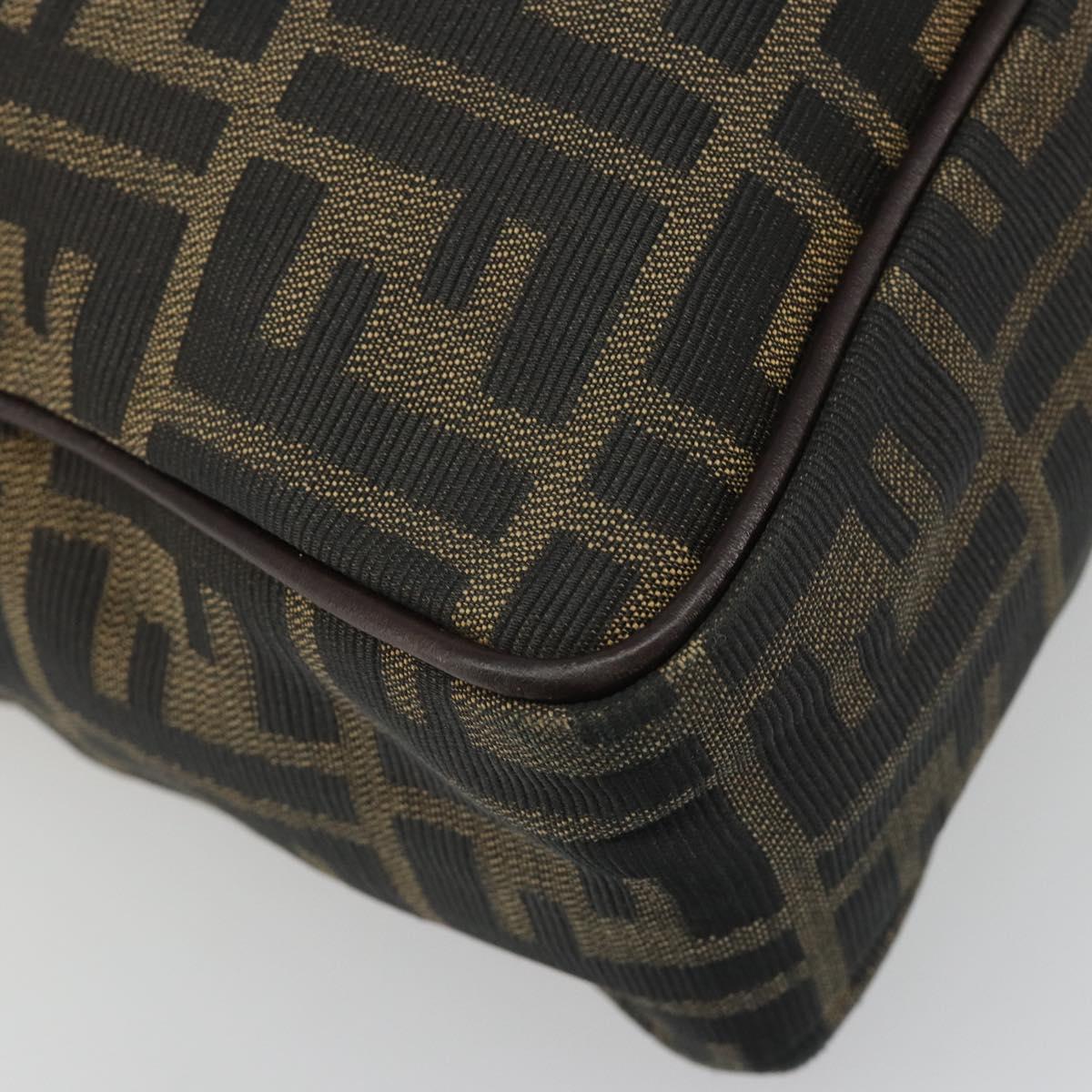 FENDI Zucca Canvas Hand Bag Black Brown Auth mr2526A